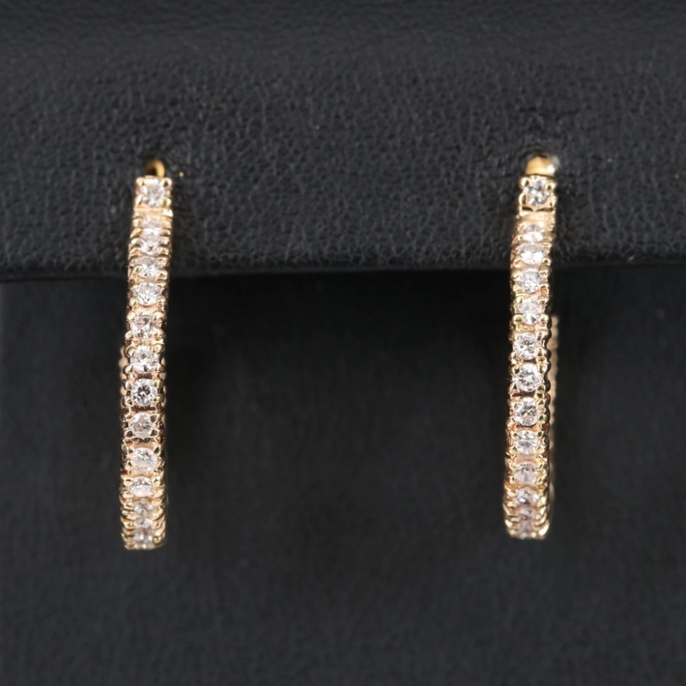 Appraisal Included - 14K 1.02 CTW Diamond Hoop Earrings